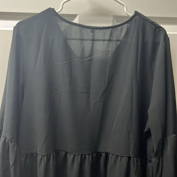 Black Long Sleeve Ruffle Dress - Picture 6 of 6